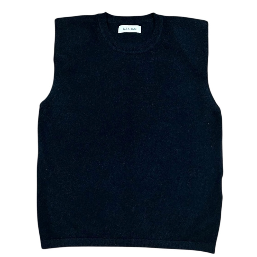 NAADAM Sz XS Vest Classic Black Crewneck Sleeveless Sweater Luxury Minimalist